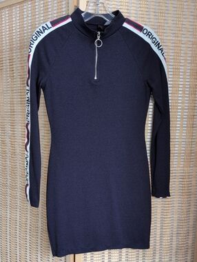 Original Navy Long-Sleeve Zip Mini Dress